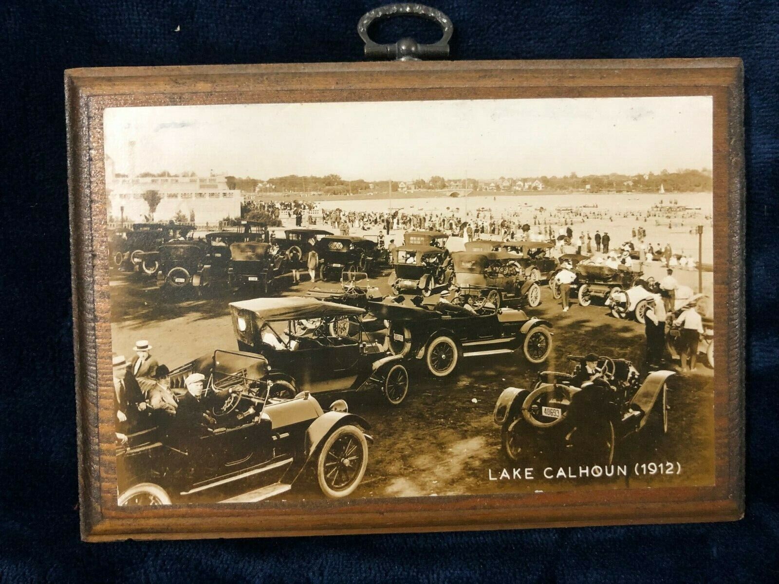 1912 Lake Calhoun, Minneapolis MN Photo Postcard Mounted on Wood Plaque
