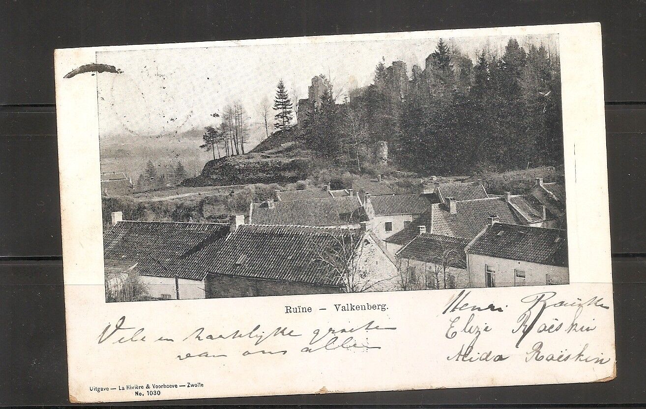 Netherlands. Ruine- Valkenberg.  Vintage Postcard . Posted early 1900s