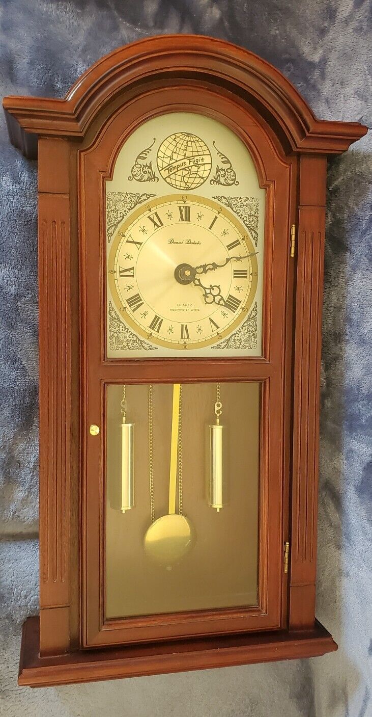  Tempus Fugit Daniel Dakota Quartz Wood Wall Clock, Westminster chime.