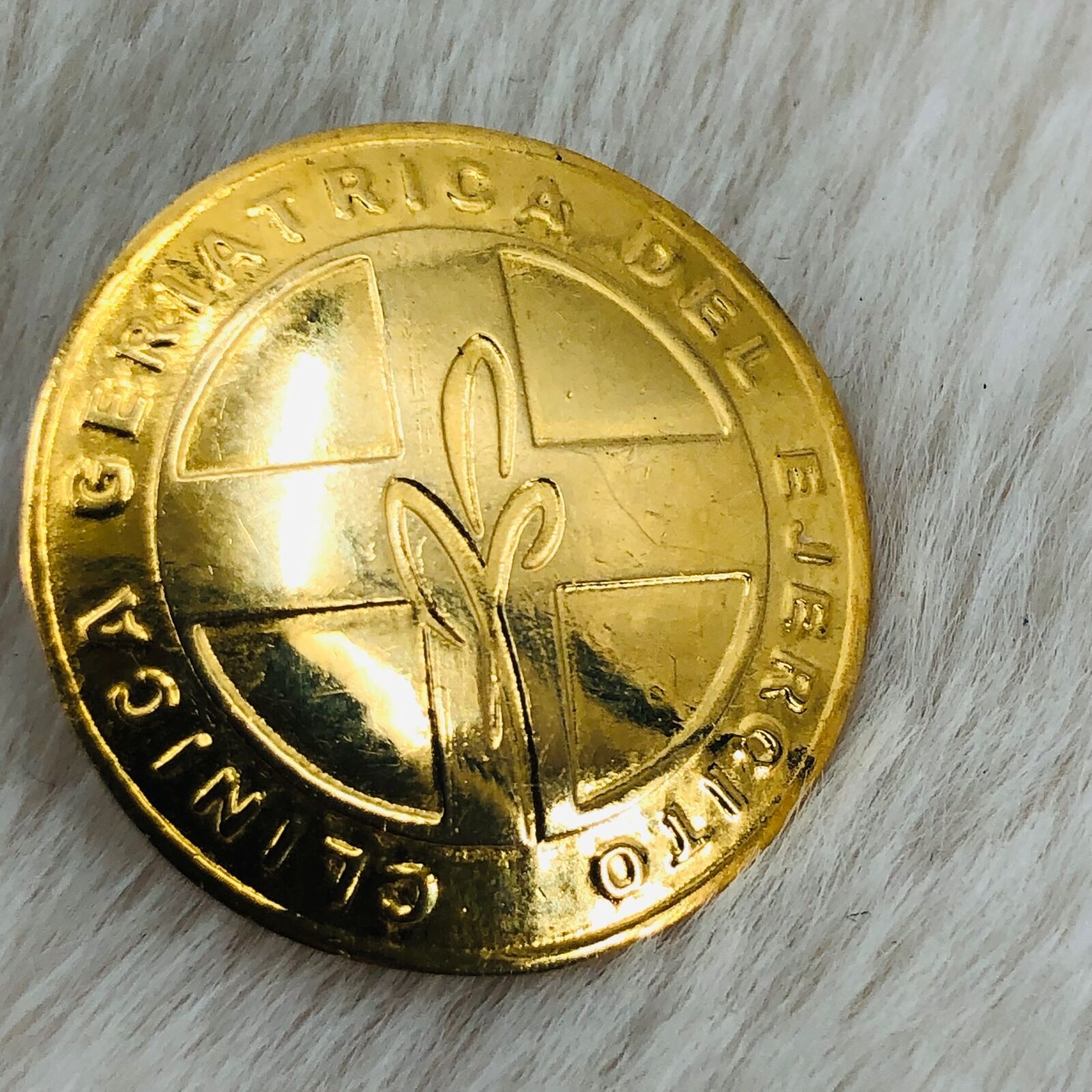 Clinica Geriatrica Del Ejercito Gold Tone Lapel Pin Lima Peru Souvenir