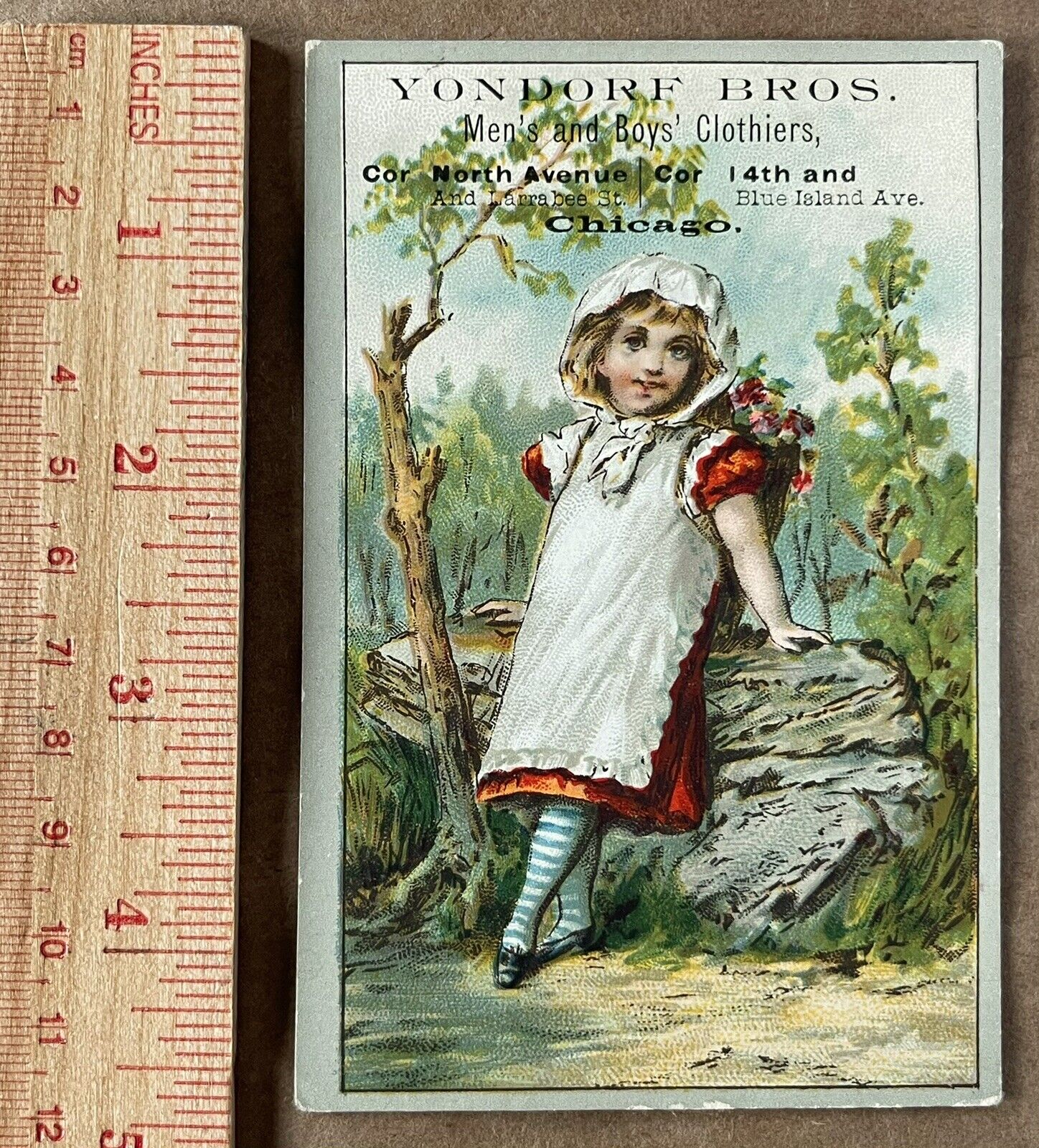 Victorian Trade Card Yondorf Bros Clothiers Men’s & Boys’ Clothiers Chicago, Ill