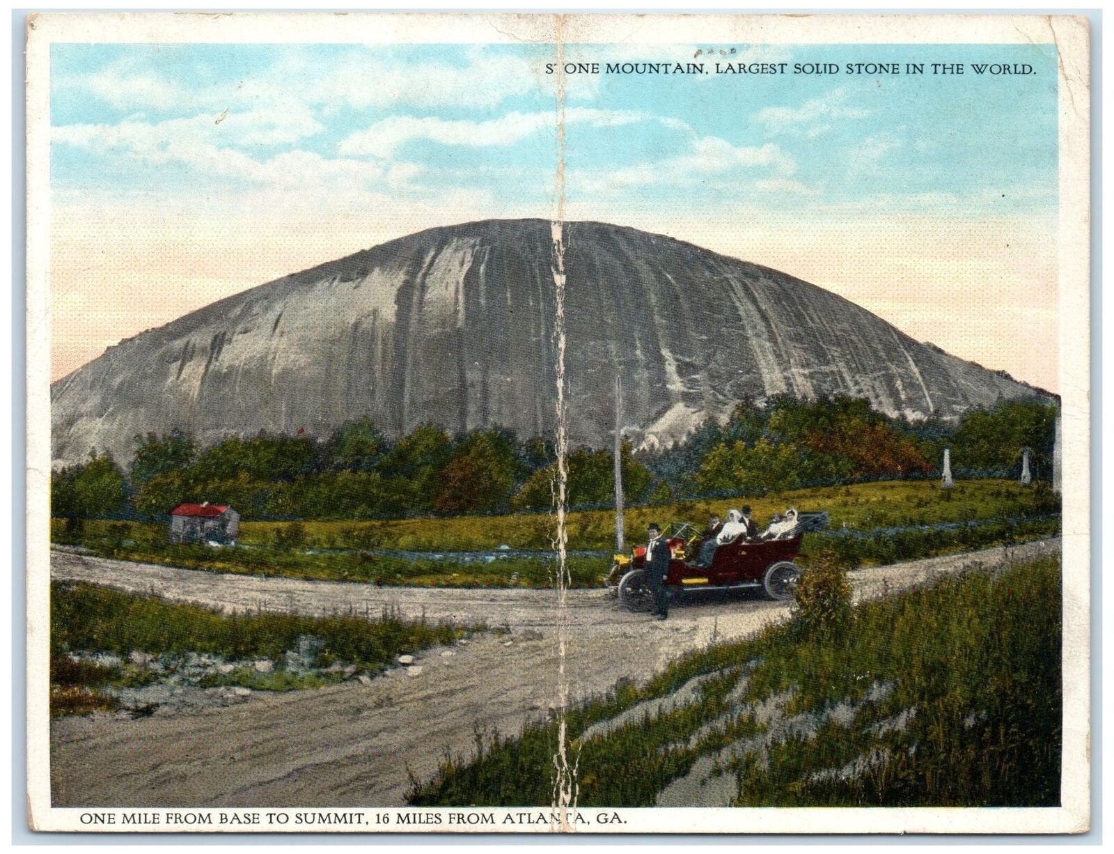 1926 Stone Mountain Largest Solid Stone Classic Car Atlanta Georgia GA Postcard