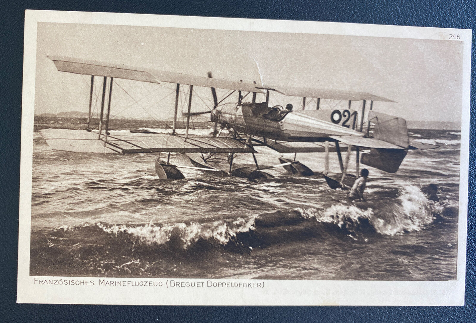 Mint Germany Real Picture Postcard French Navy Aircraft Breguett Doppeldecker