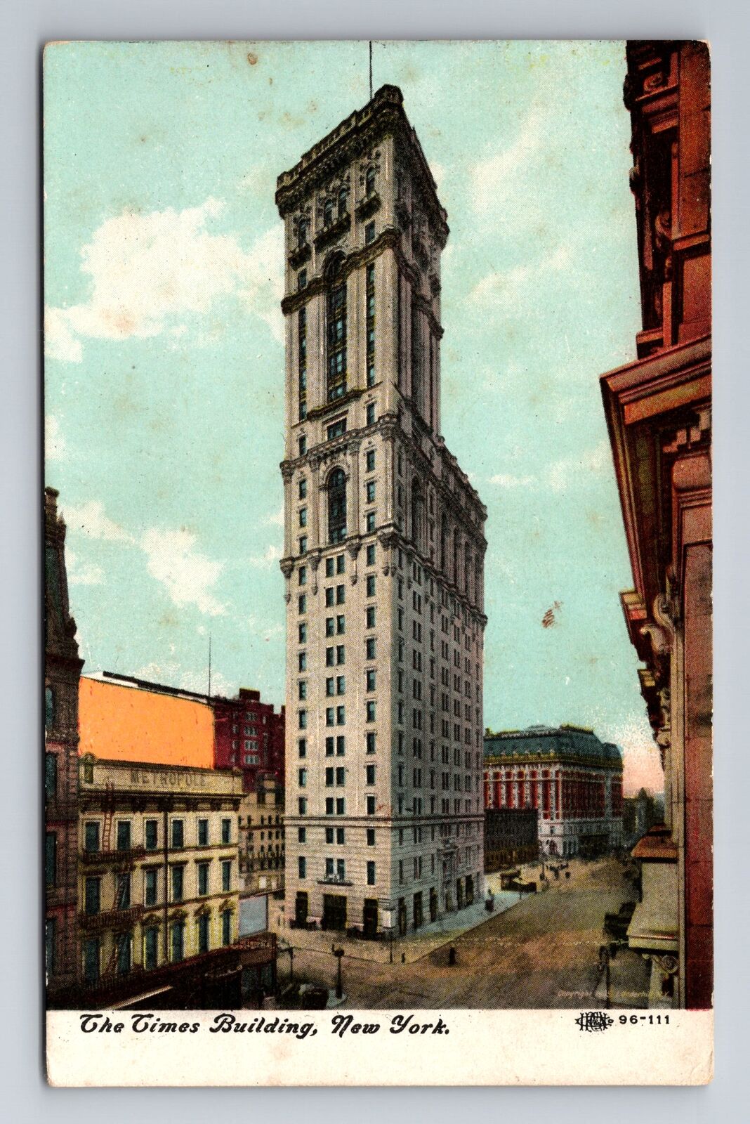 New York City NY, the Times Building, Antique Vintage Souvenir Postcard
