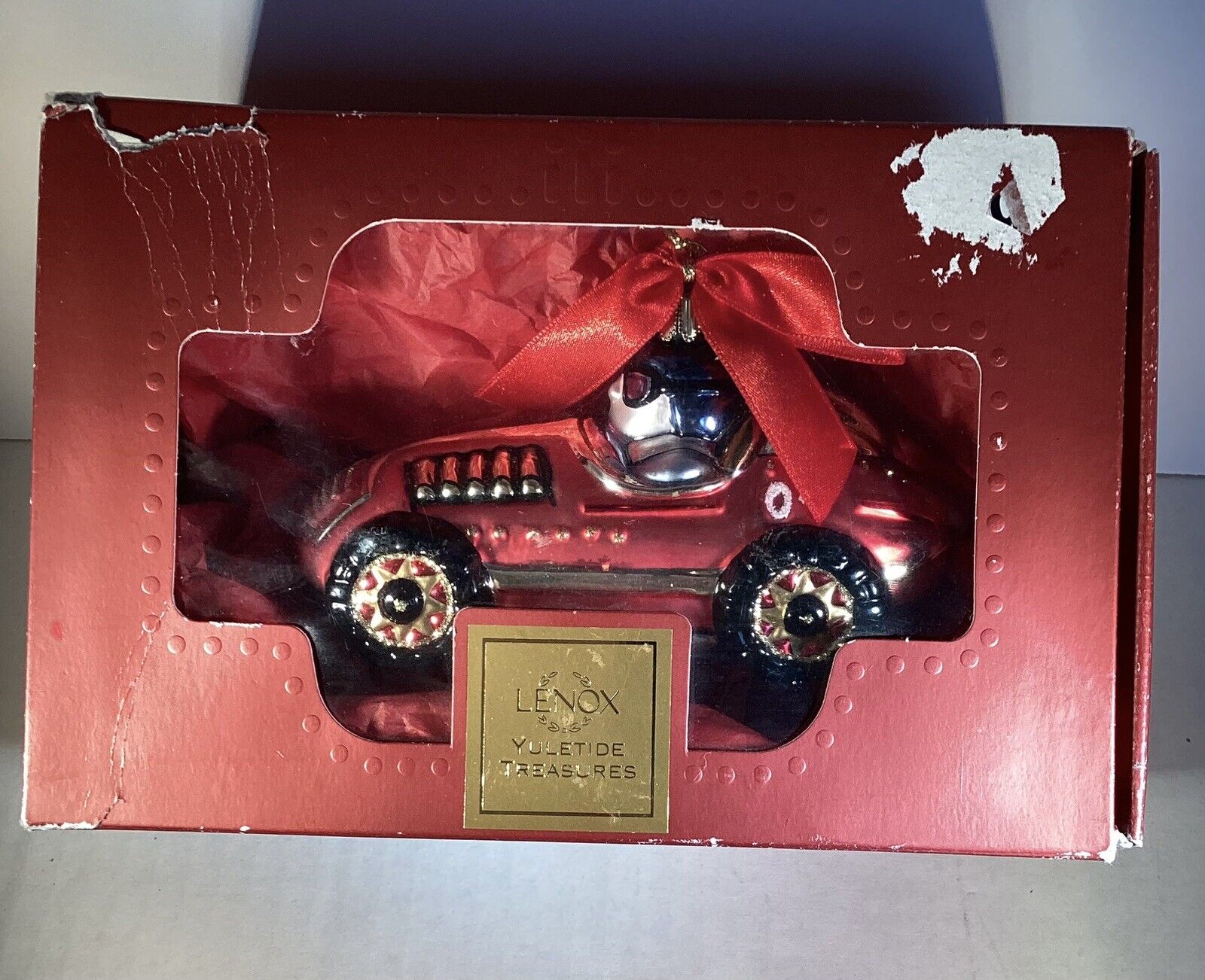 Lenox~2001 Yuletide Treasures~Antique Toys~Race Car~5”~Retired