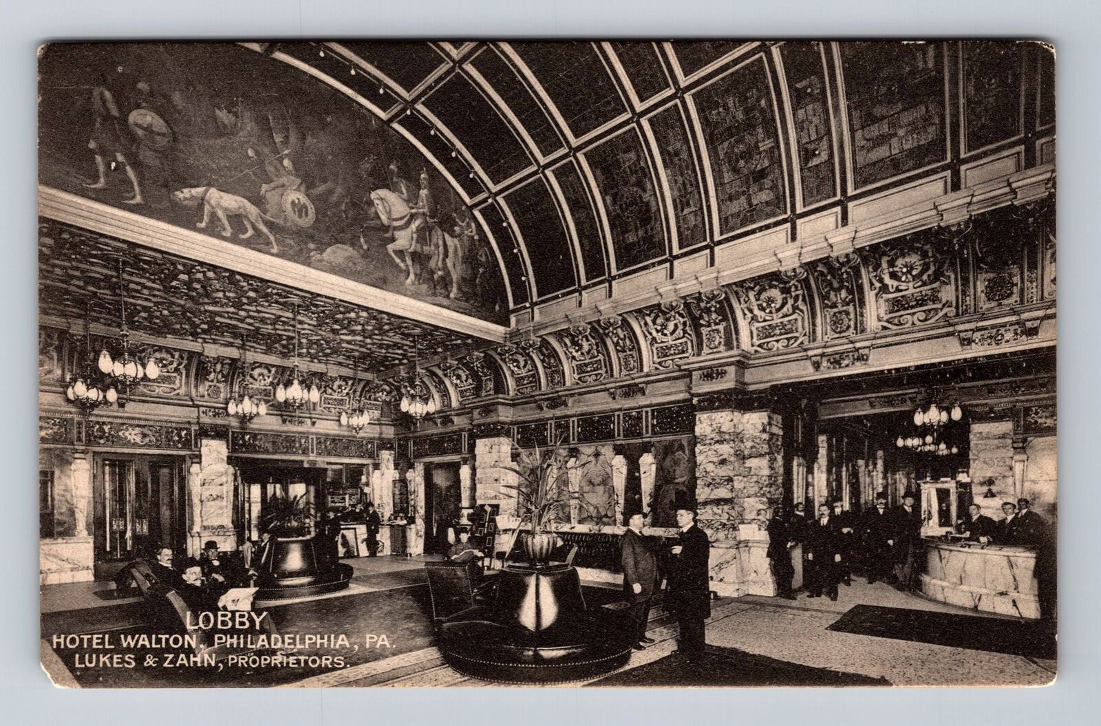 Philadelphia PA-Pennsylvania, Hotel Walton Lobby, Advertising Vintage Postcard