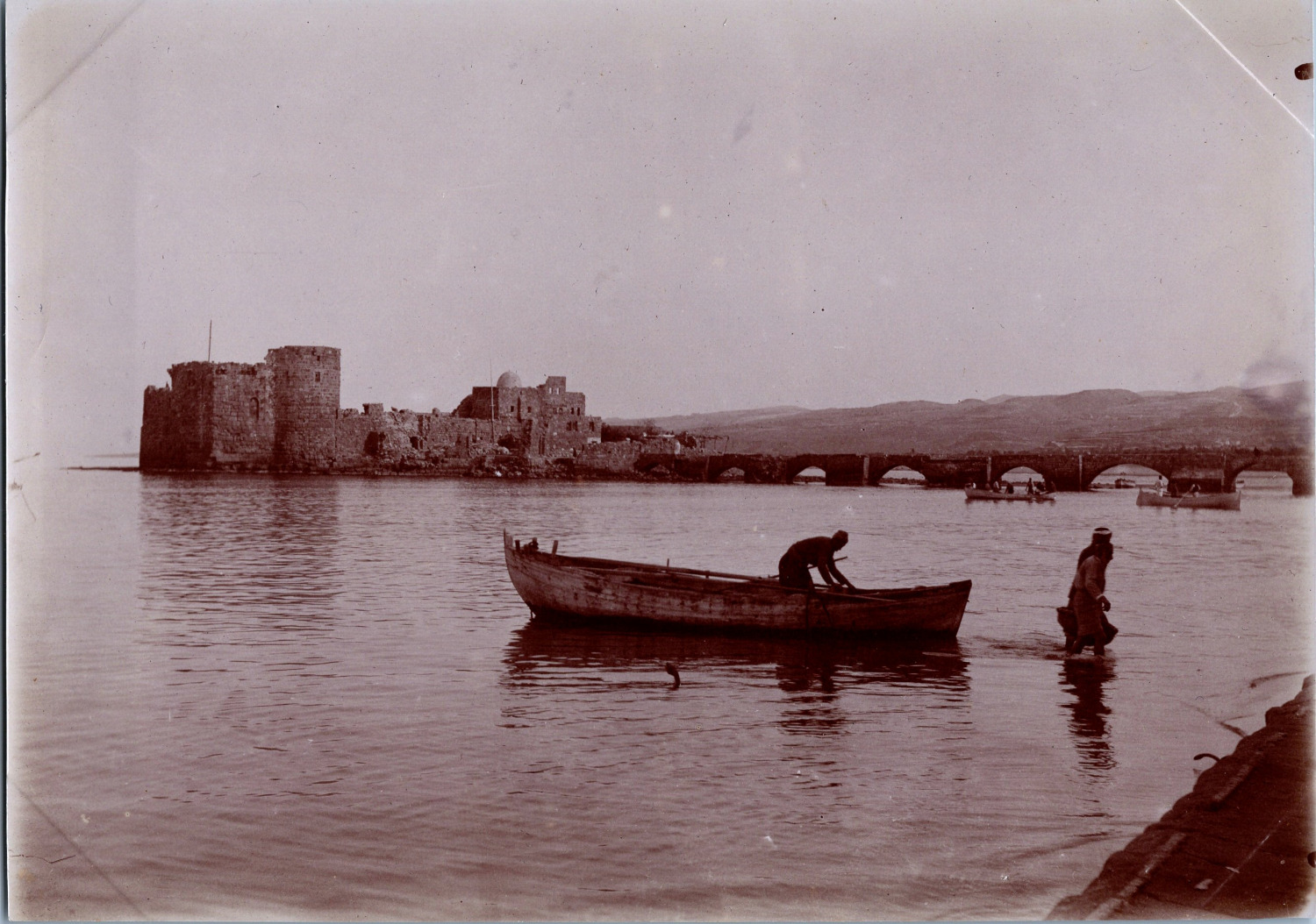 Lebanon, Saida, Sidon Castle, Vintage Print, ca.1890 Vintage Print D