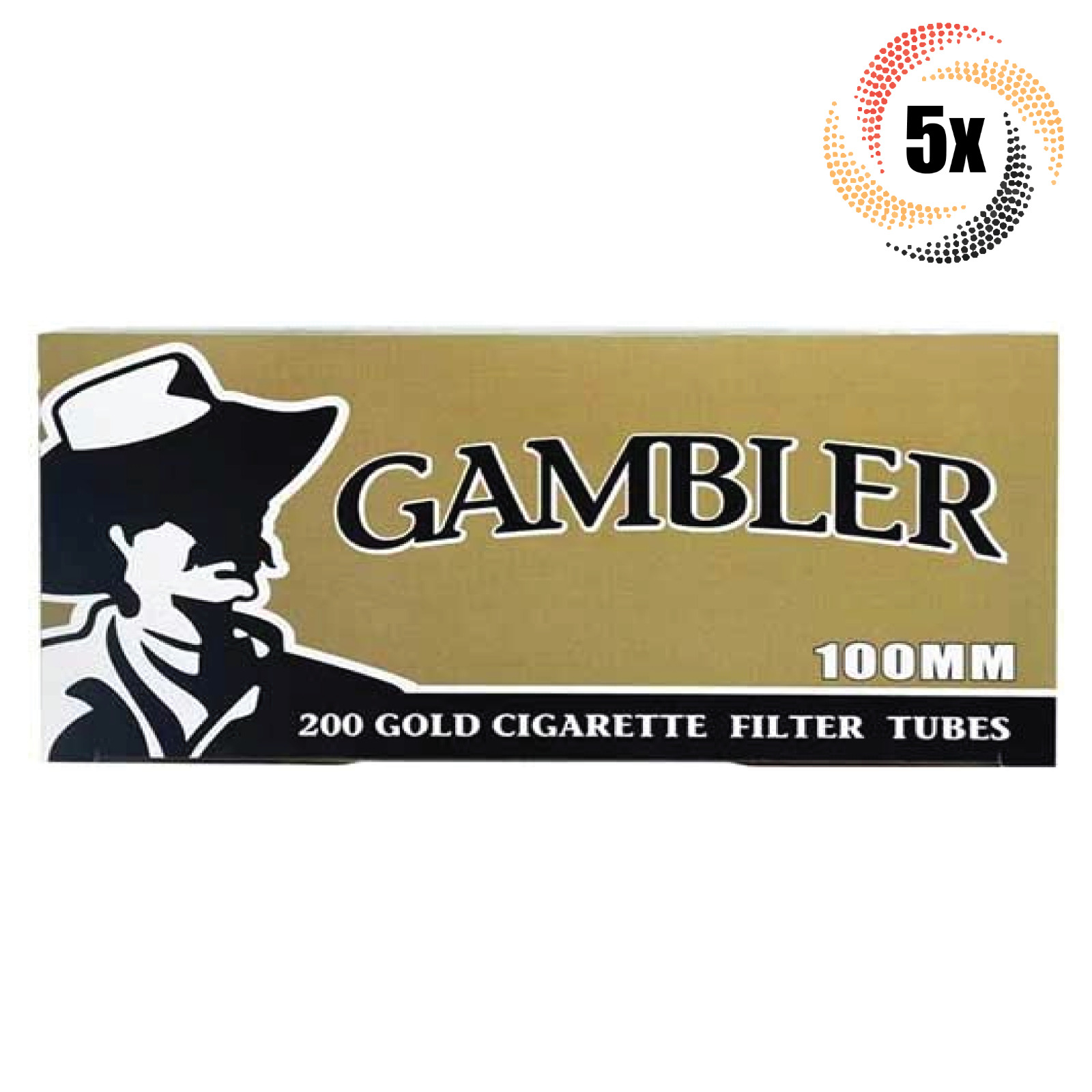 5x Boxes Gambler Gold Light 100MM 100's ( 1,000 Tubes ) Cigarette Tobacco RYO