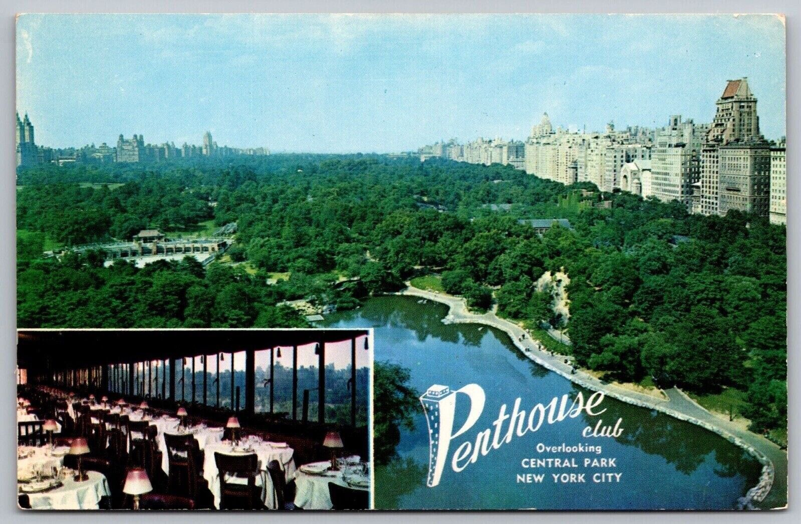 Penthouse Club Overlooking Central Park New York City NY Dual View Postcard WOB