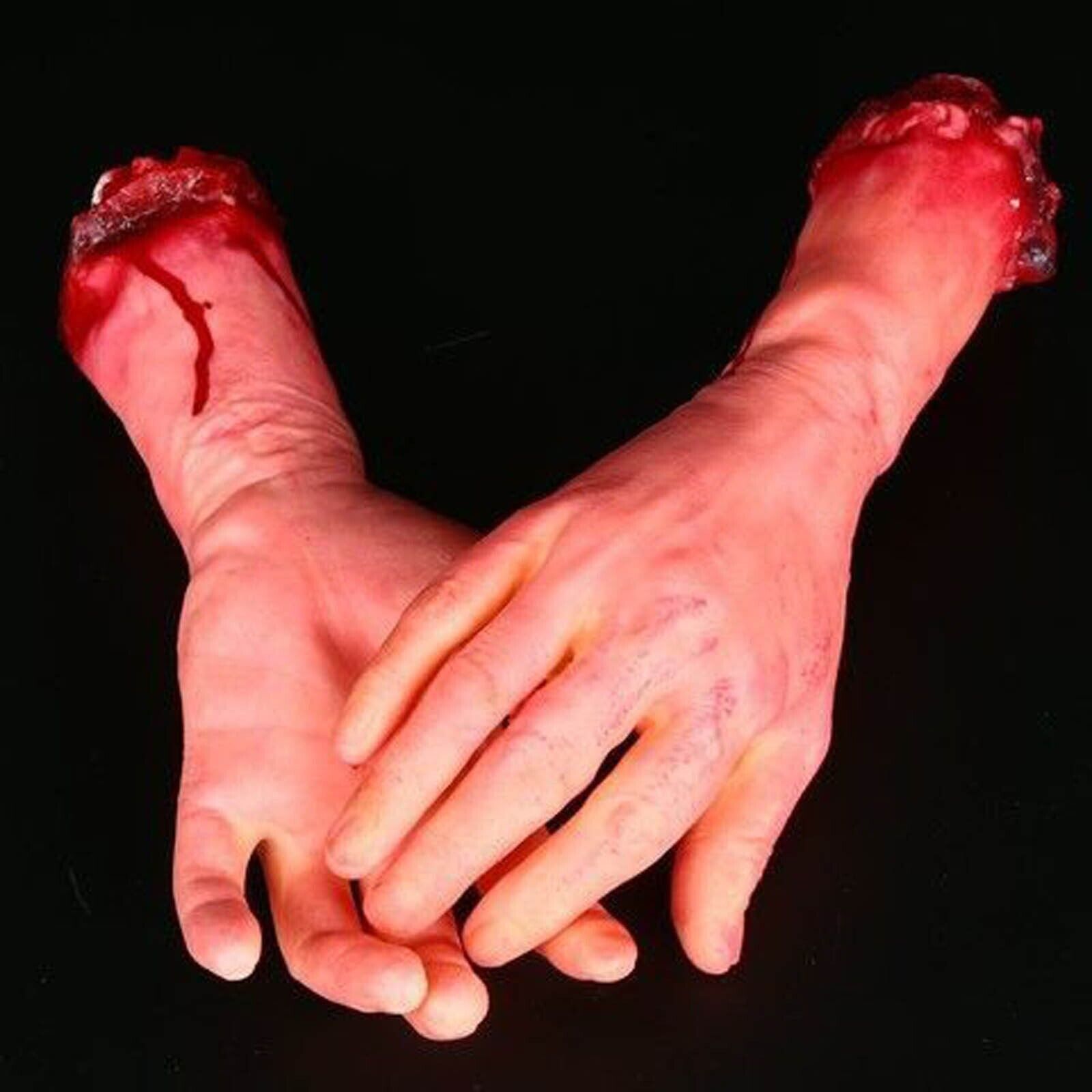 1 Pair Halloween Zombie Hand Bloody Horror Scary Fake Severed Life Size Arm Hand