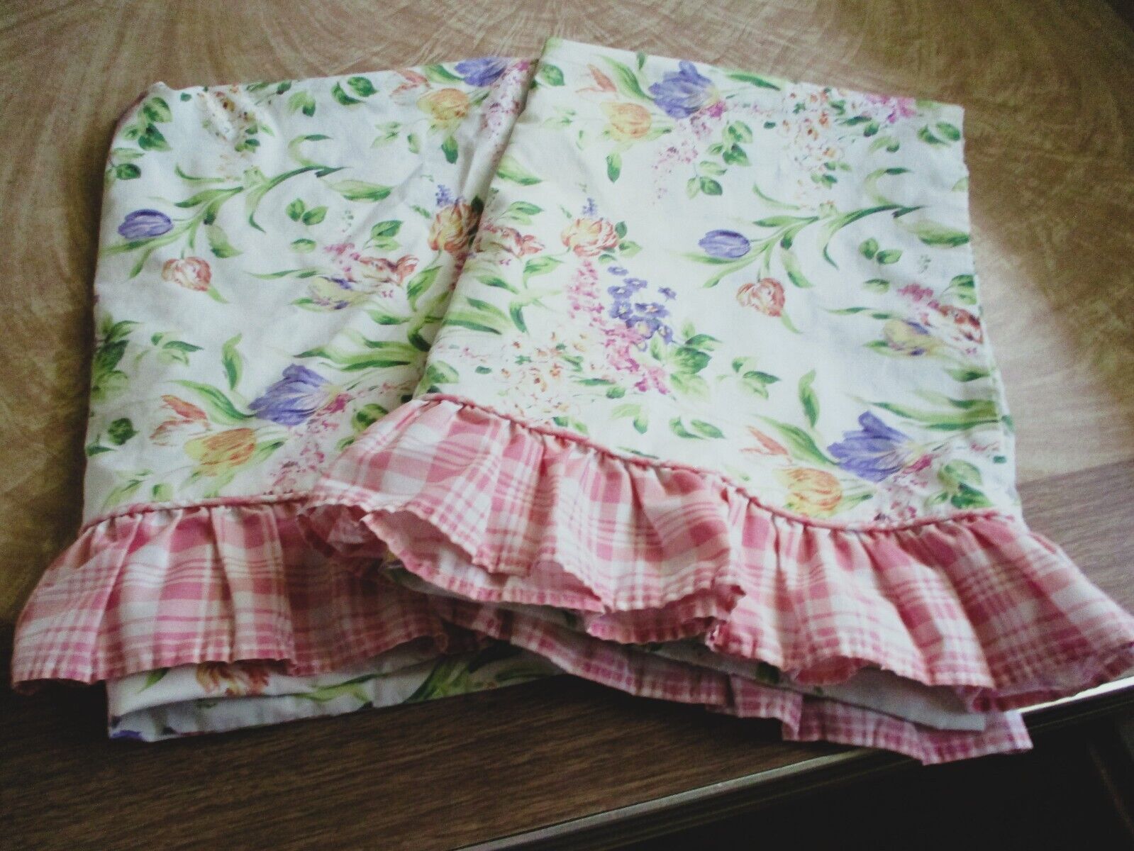 pair of standard pillow cases floral and ruffle