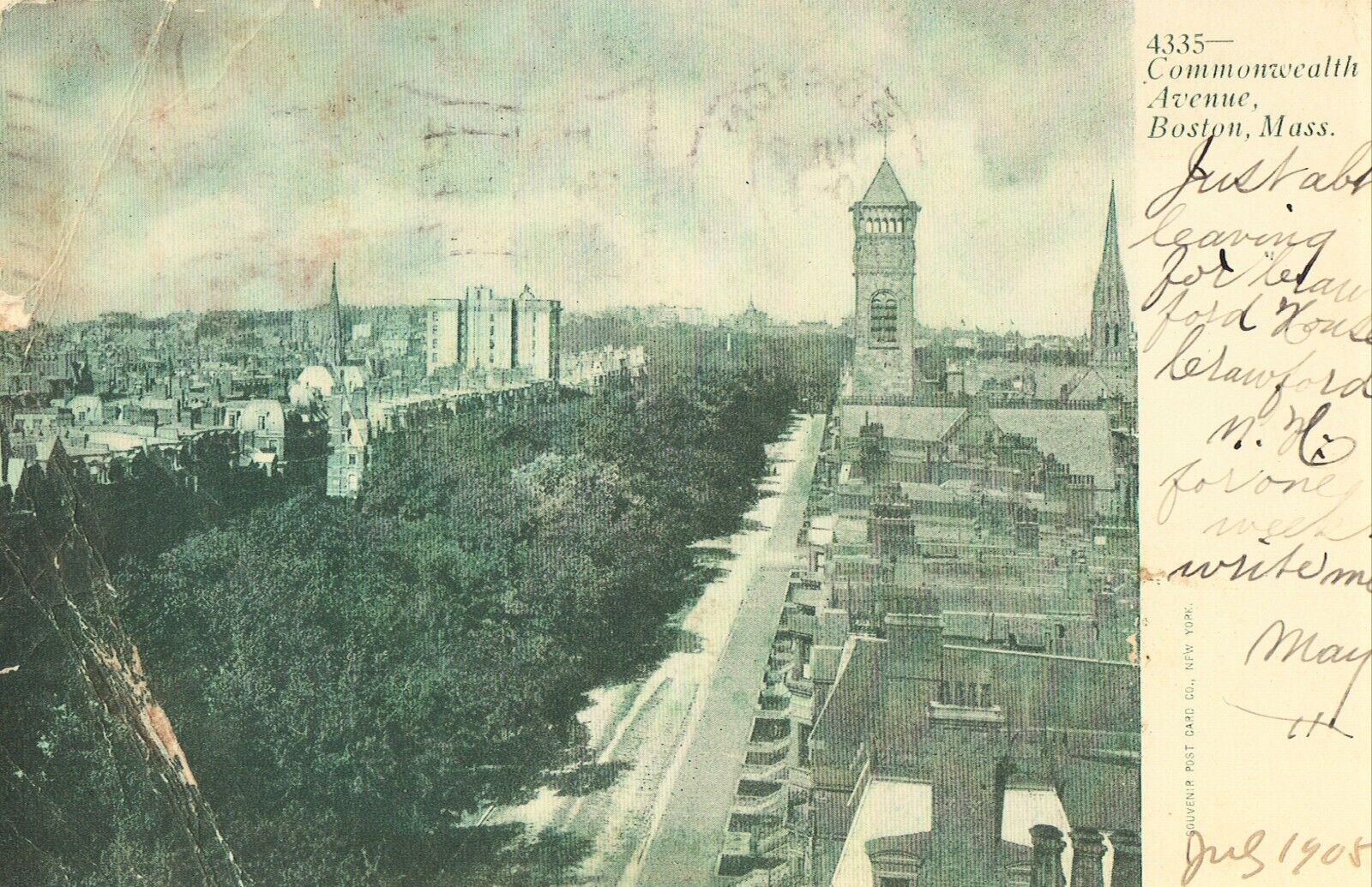 Commonwealth Avenue - Boston, Massachusetts 1905 Postcard
