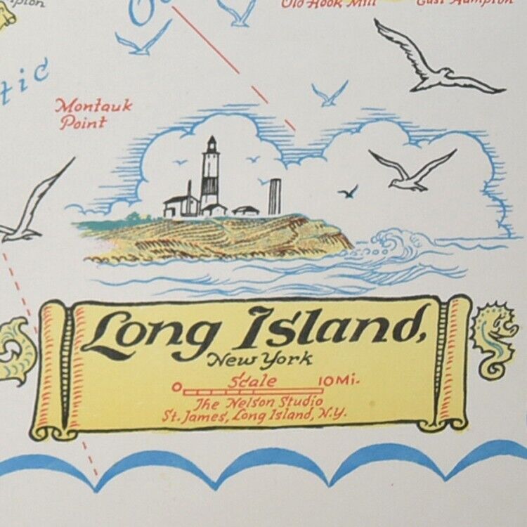 1960s Long Island Restaurant Map Theodore Roosevelt Oyster Bay Howard Payne NY
