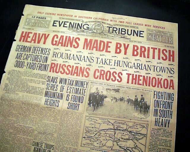 BATTLE OF THE SOMME River World War I France German Empire 1916 WWI Newspaper