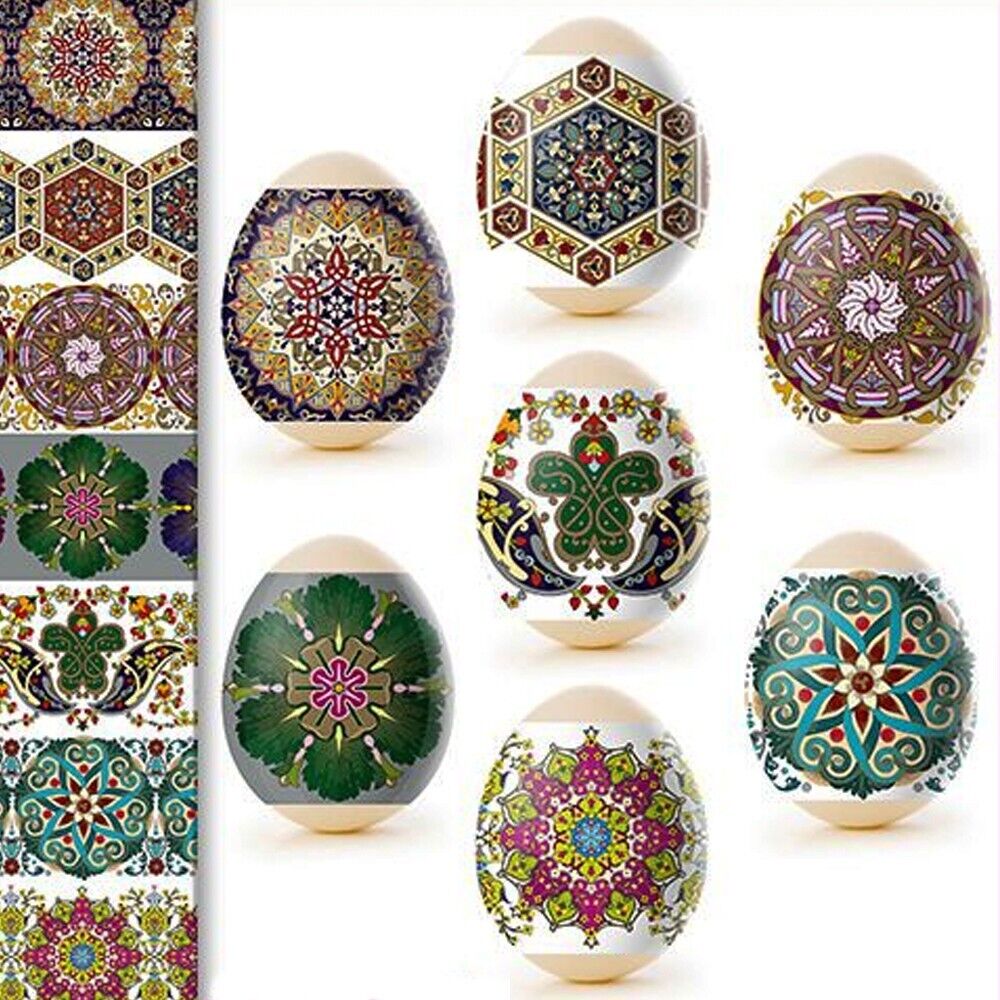 Traditional Slavic Ukrainian Design Easter Egg Wraps, 14 Pieces Flowers