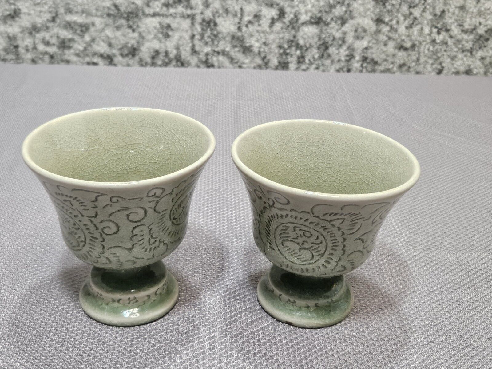 2 vtg thai celaden pottery
