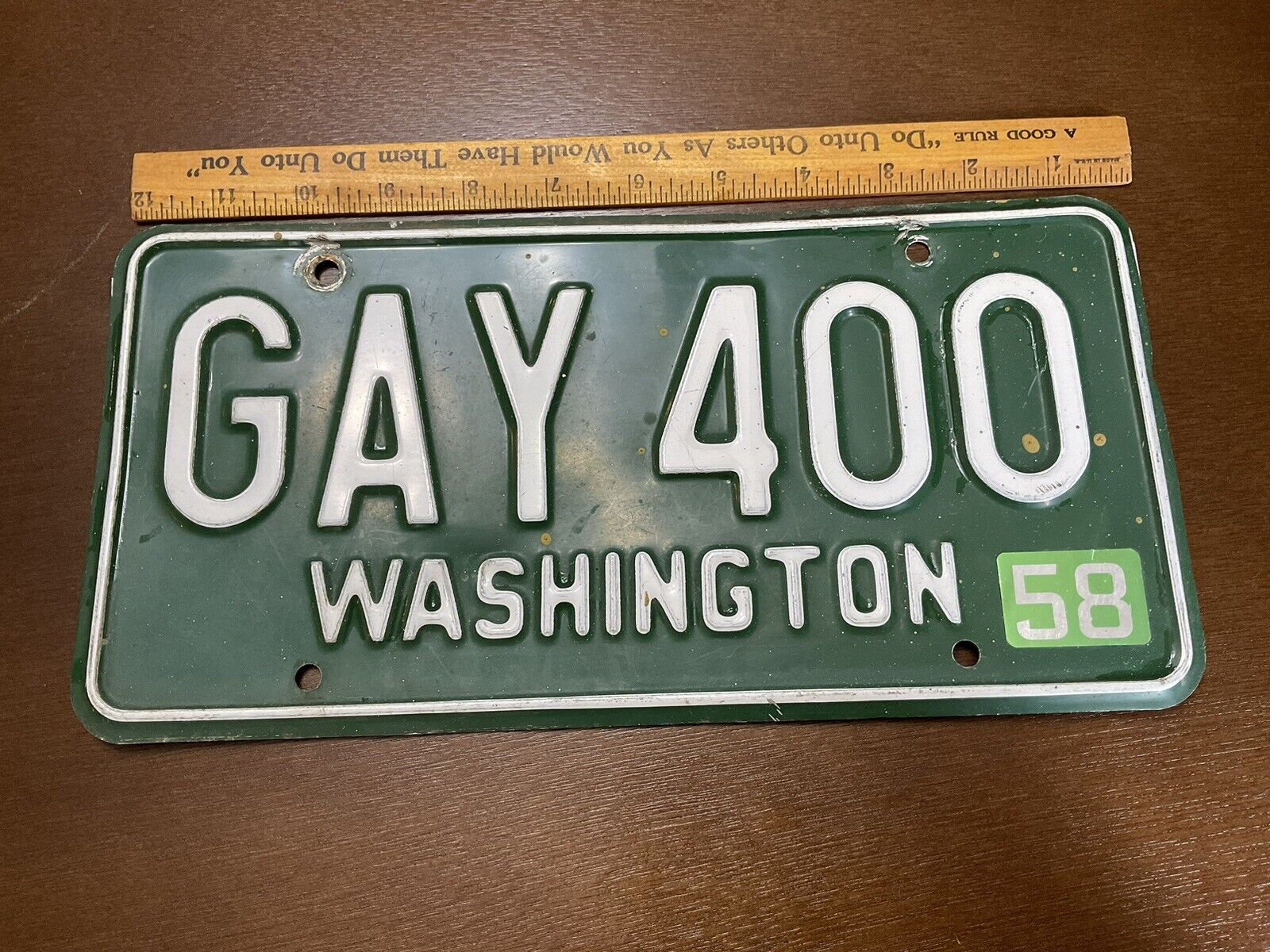 1958 Washington License Plate WA GAY 400 Vintage 1950’s Interest
