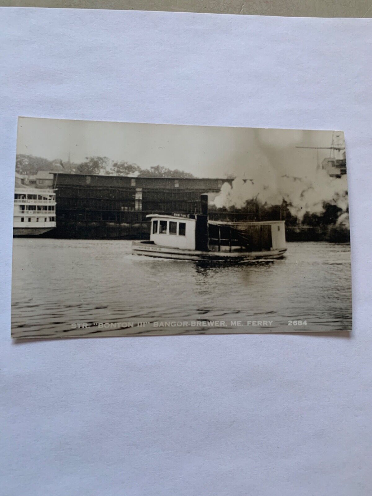Antique Real Photograph Postcard Bon Ton III Steamship Ferry Brewer Bangor Maine