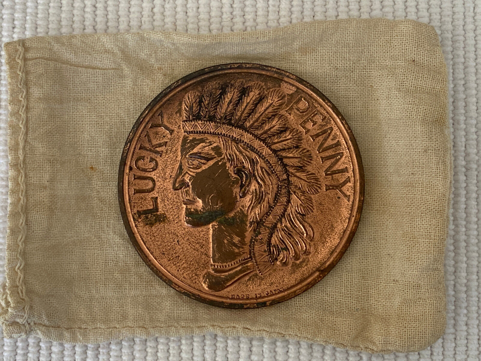 Vintage Niagara Falls Lucky Penny - Native American in Headress & View of Falls