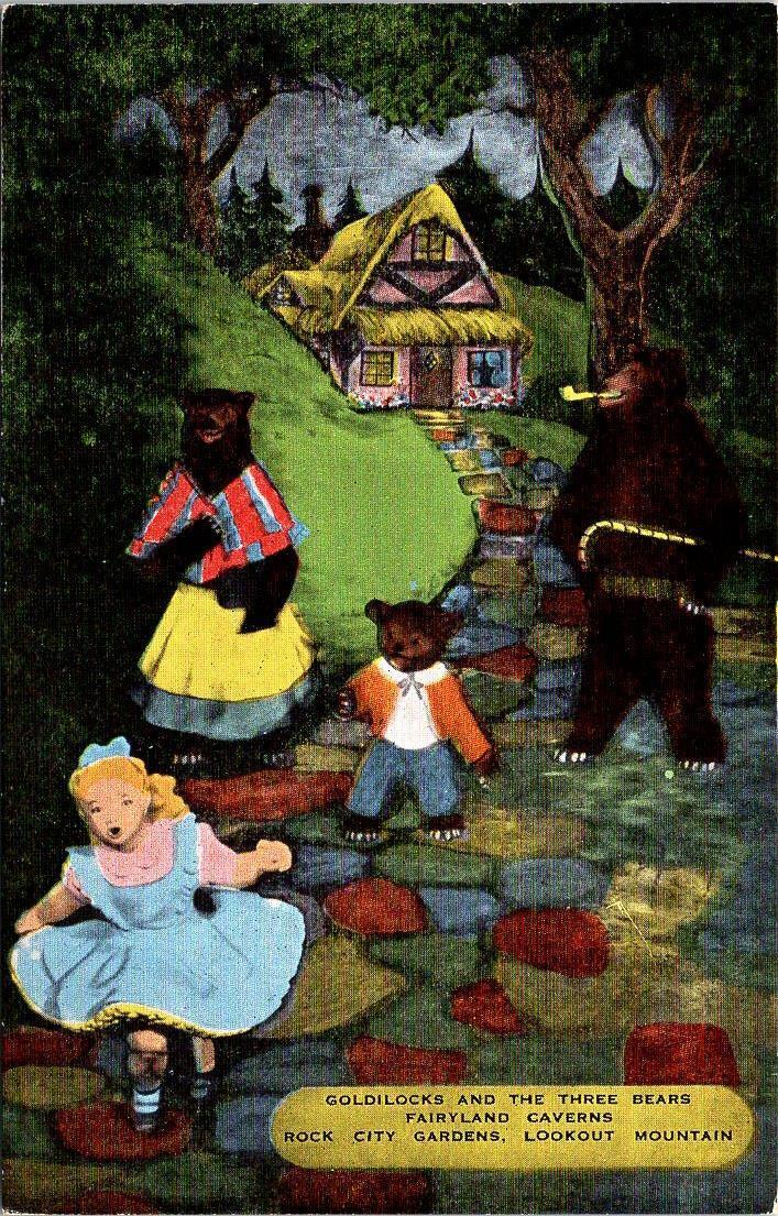 Goldilocks & the Three Bears, FAIRYLAND CAVERNS, Tennessee Postcard