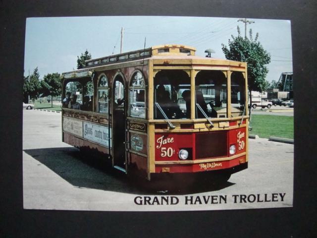 Railfans2 556) Postcard, Grand Haven Michigan, The Harbor & Spring Lake Trolley