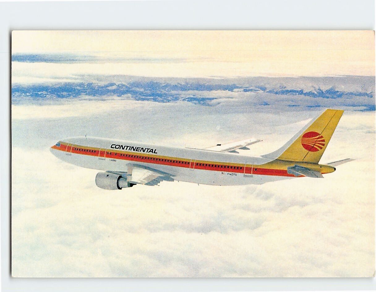 Postcard Airbus A300 Continental Airlines