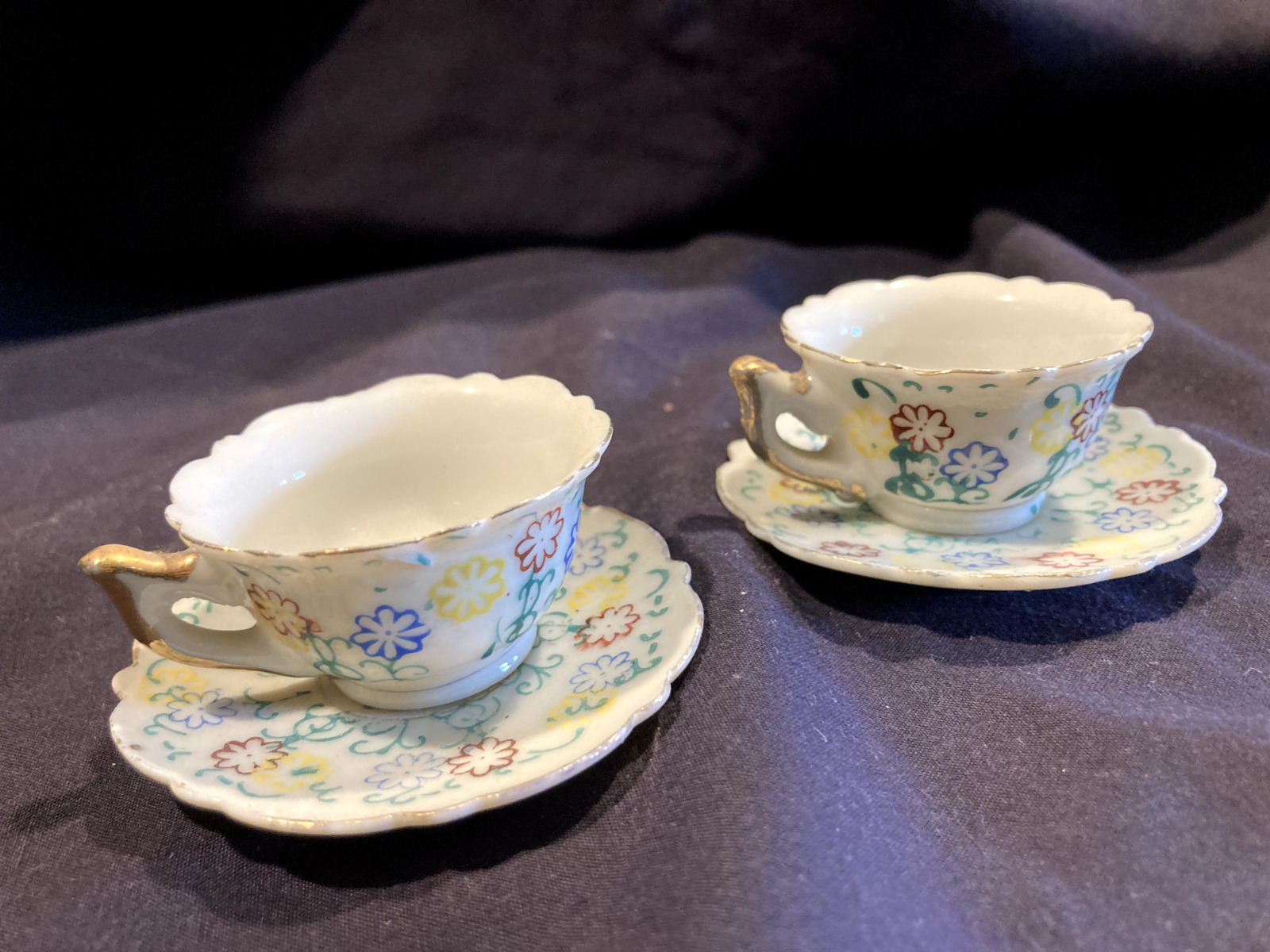 2 Vintage Fort Weare Tennessee TN Souvenir Mini Cup and Saucer