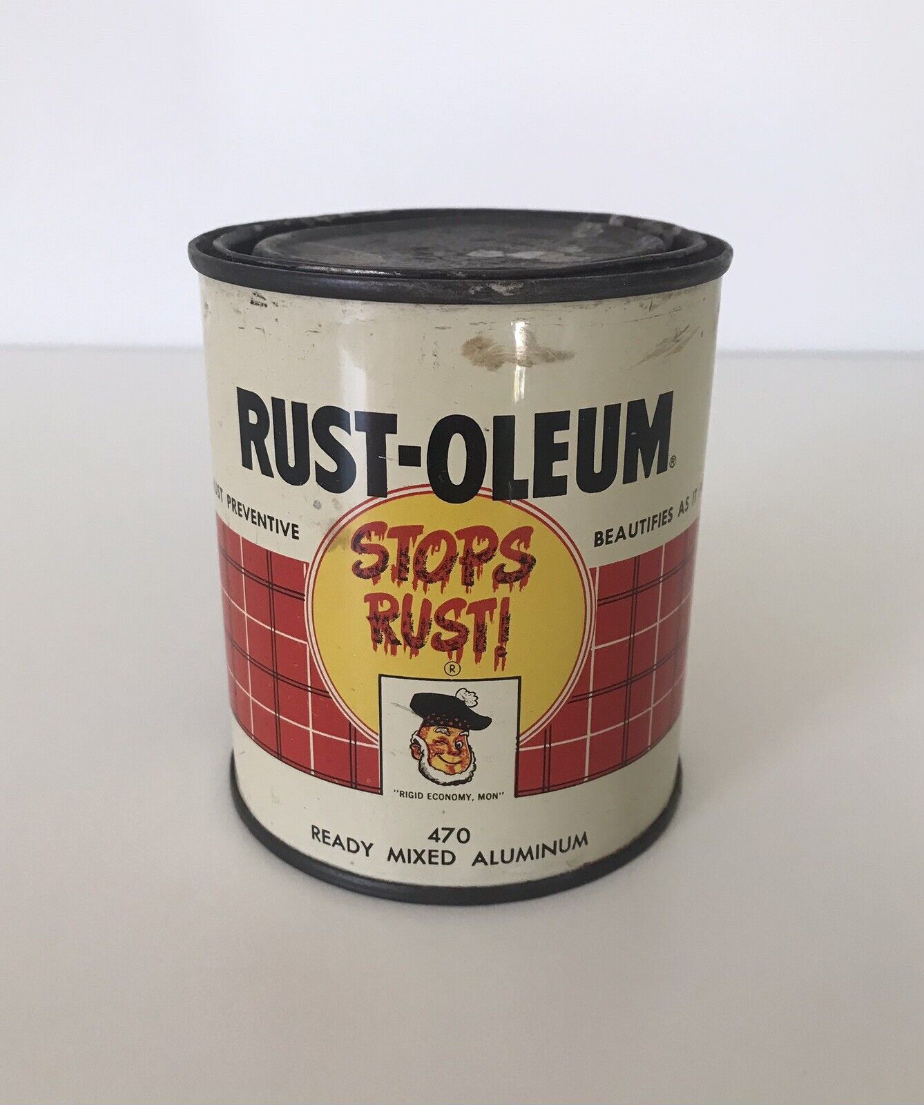 Vintage 1955 Rust-Oleum Paint Can Pint Size 470 Aluminum Silver G5