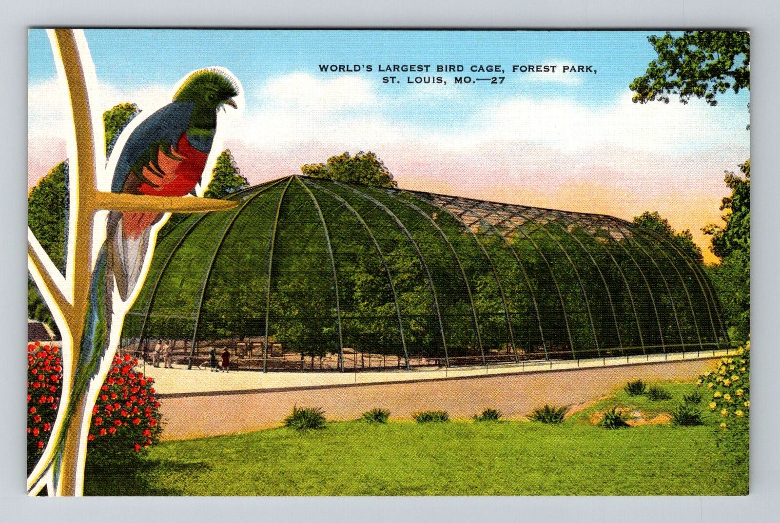 St Louis MO-Missouri, Forest Park, Worlds Largest Bird Cage Vintage Postcard