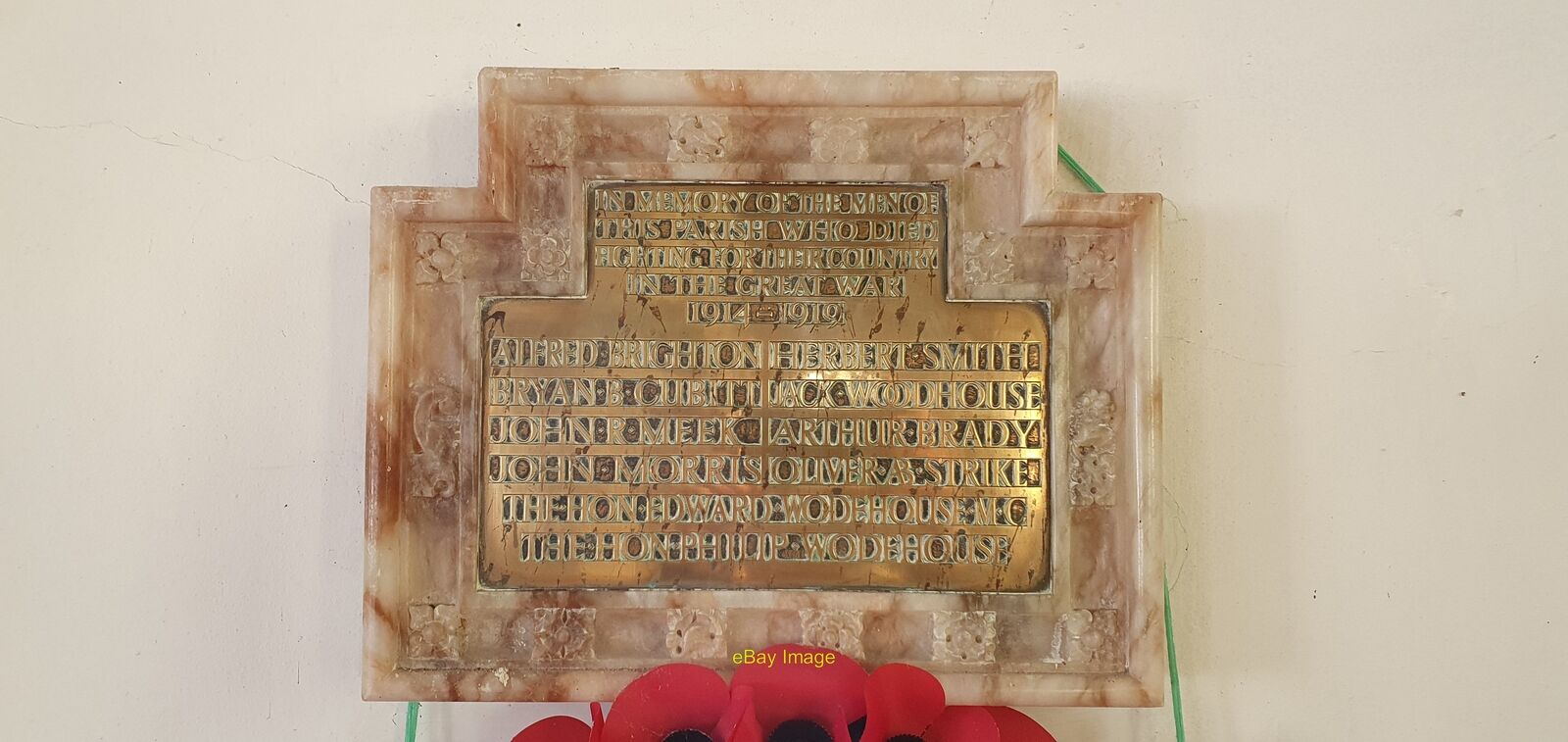 Photo 12x8 WW1 war memorial inside St Margaret's Church, Witton Pollard St c2021