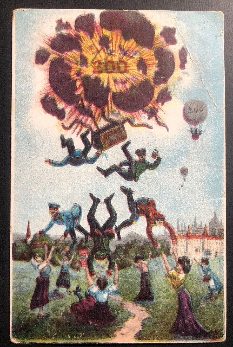 Mint Germany Picture Postcard PPC Early Aviation Balloon Aircraft Explosion