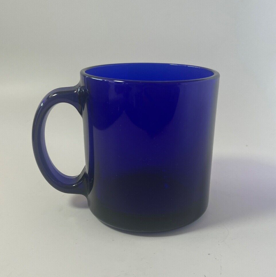Vintage COBALT BLUE  Heavy Glass Mug