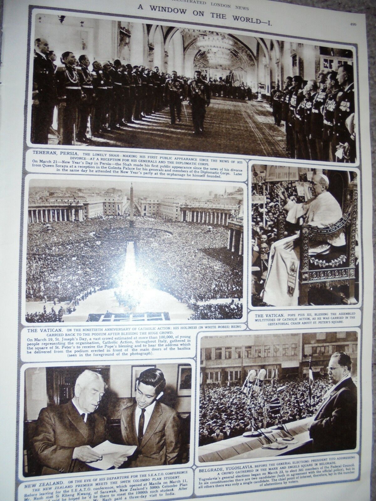 Printed photo Iran Tehran Shah at reception for his generals 1958 ref AL