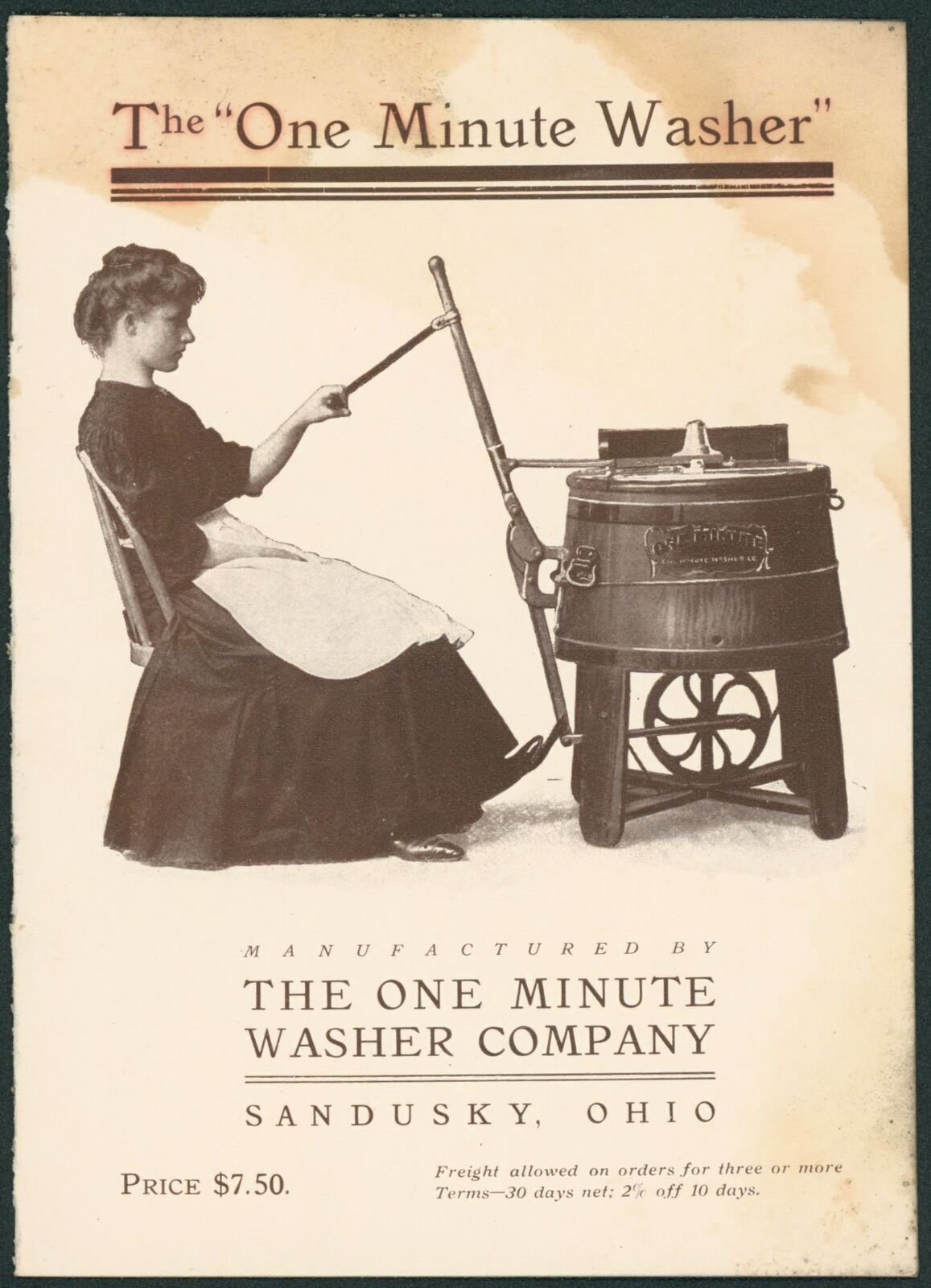 1908 The One Minute Washer Company Sandusky, OH Trade Brochure Circular Illus.