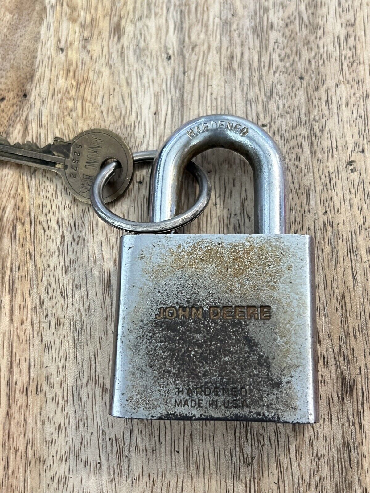 Vintage Old John Deere Junkunc Padlock With Key Lock