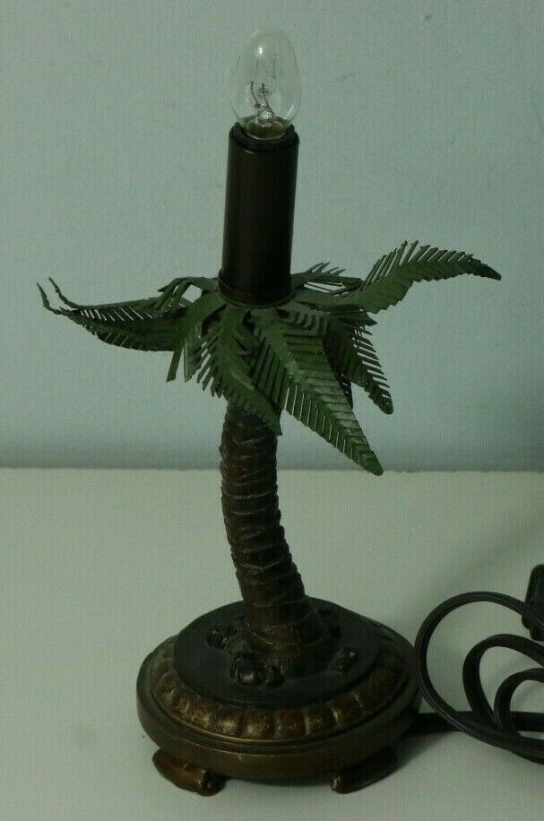 Vintage Palm Tree Lamp with Metal Leaves Decorative Art Mid Century 