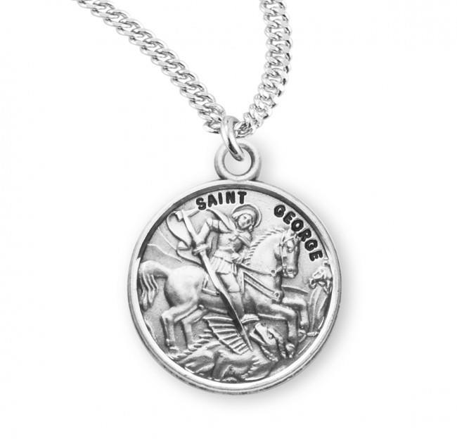 Saint George Round Sterling Silver Medal Size 0.9in x 0.7in