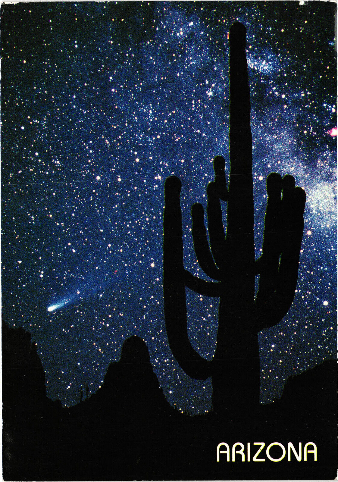 Hailey\'s Comet Above Crater Range, Arizona Stary Sky Postcard Posted