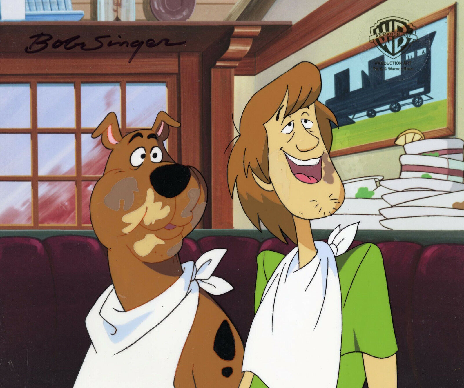 Hanna Barbera:Scooby Doo+Shaggy Original Production Cel/Drawing- Signed Singer 