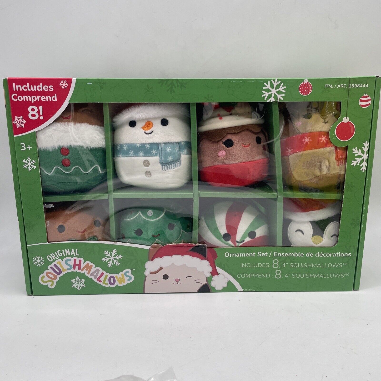 SQUISHMALLOWS CHRISTMAS 4” ORNAMENTS 8 PACK HOLIDAY COLLECTION 2023