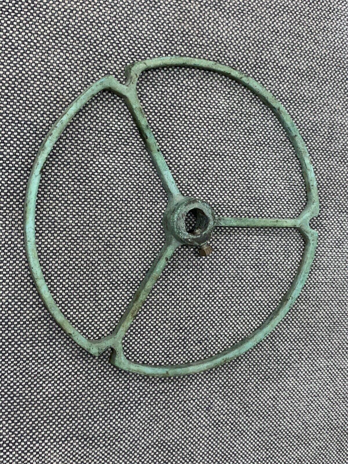 Vintage Green Oxidized Metal Possibly Nautical Wheel / Mounting Mechanism