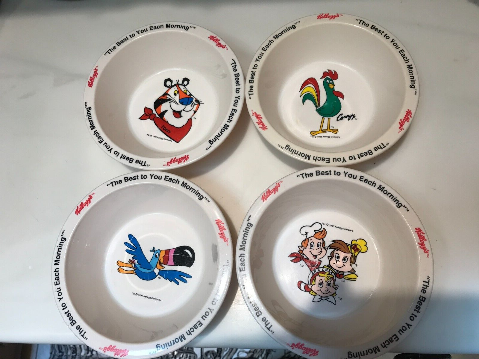 Set Of 4 Vintage 1995 Kellogg\'s Cereal Bowls \