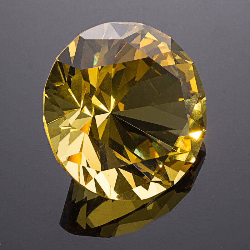 LONGWIN 50MM Yellow Crystal Diamond Glass Paperweight Art Giant Wedding Decor