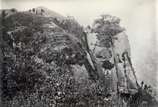 Temple on the right bank near Ichang China circa 1907 Old Photo