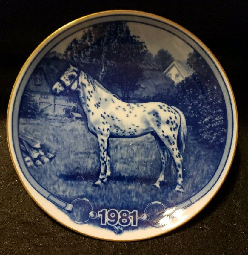 1981 P. Christensen Horse Wallplate Danish Knabstrup Horse Denmark Porcelain 