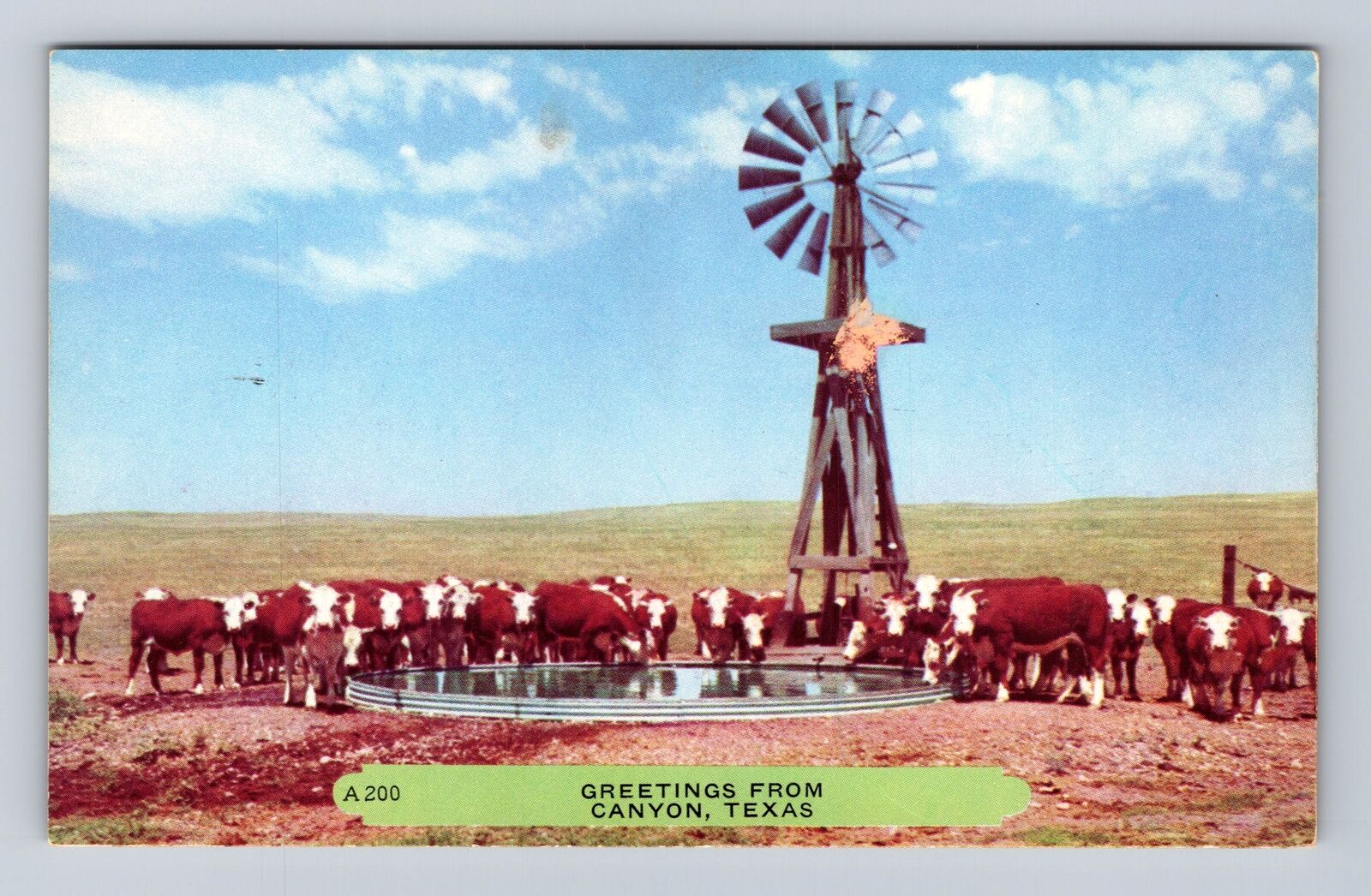 Canyon TX-Texas, General Greetings Windmill, Antique, Vintage Souvenir Postcard