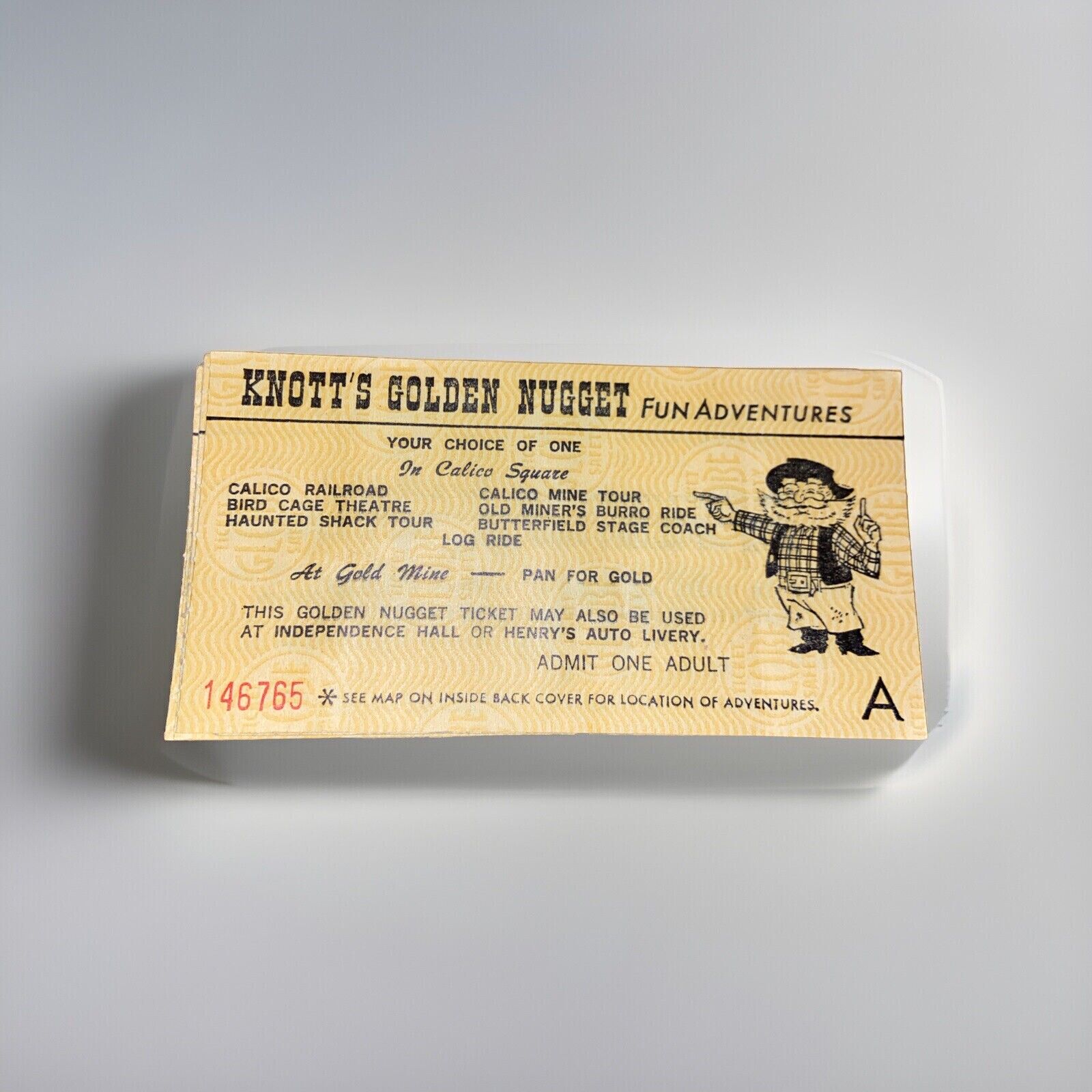 Knott’s Golden Nugget Fun Adventures Adult Vintage Ticket Calico Square