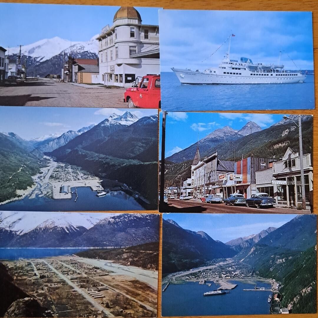 LOT of  6  Old AK Postcards   SKAGWAY, ALASKA   ca.1950\'s-1970\'s