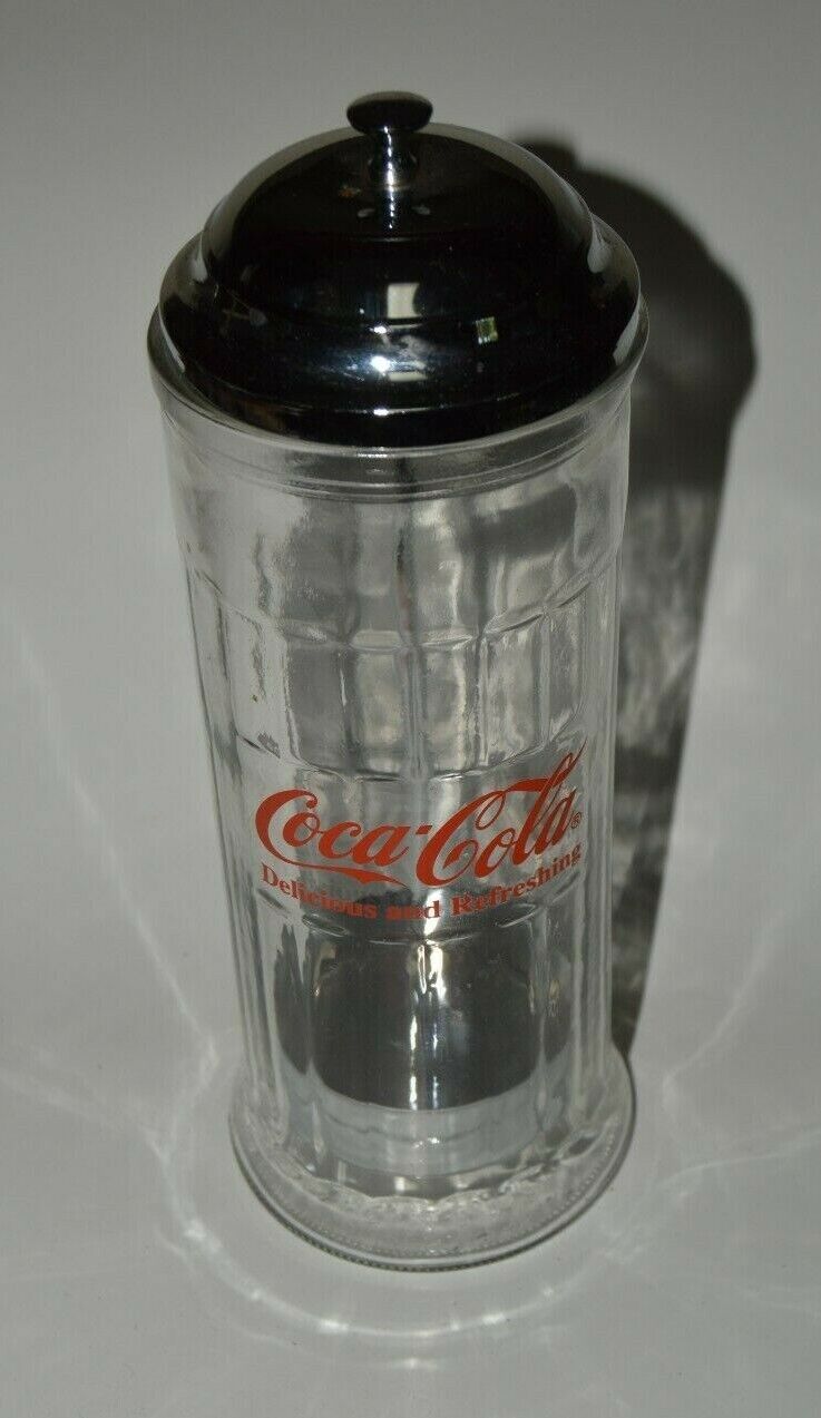Nice Minty LARGE Tall COCA COLA Diner Drink Straws Solid Glass Container 11.5\