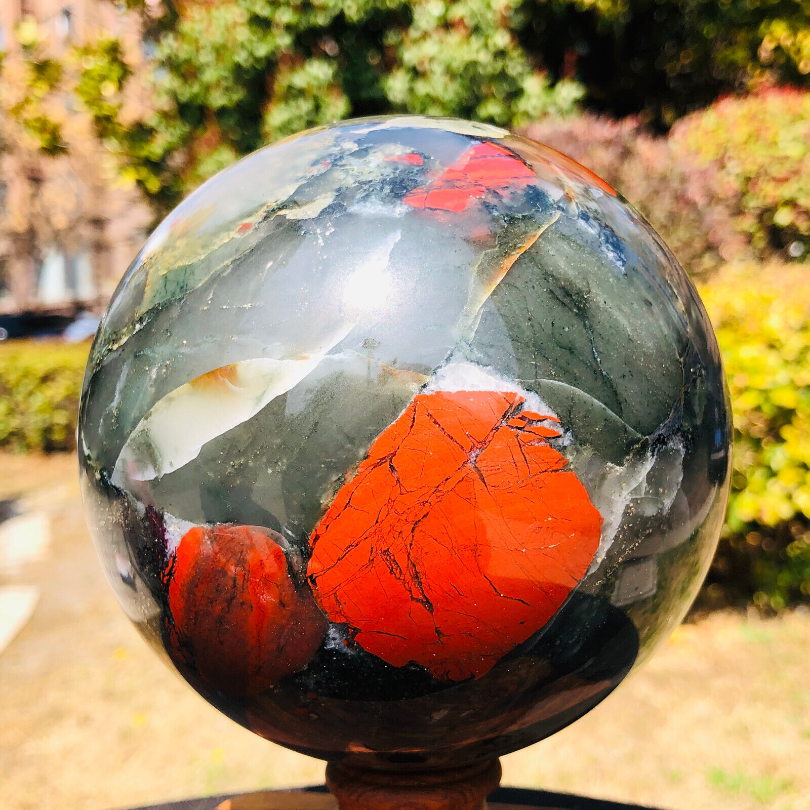 5.45LB Natural African blood stone sphere Quartz polished ball reiki decor gift
